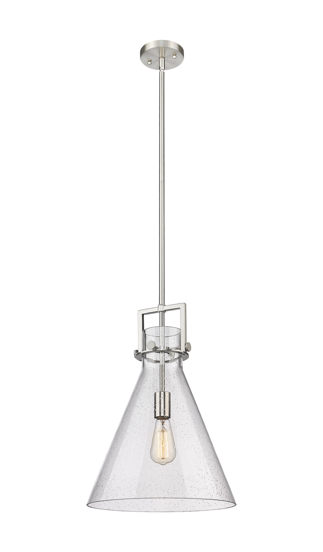 Innovations Lighting Newton Cone 14" Pendant - Brushed Satin Nickel Pendants Innovations Lighting Seedy ; Glass Type: Transparent  