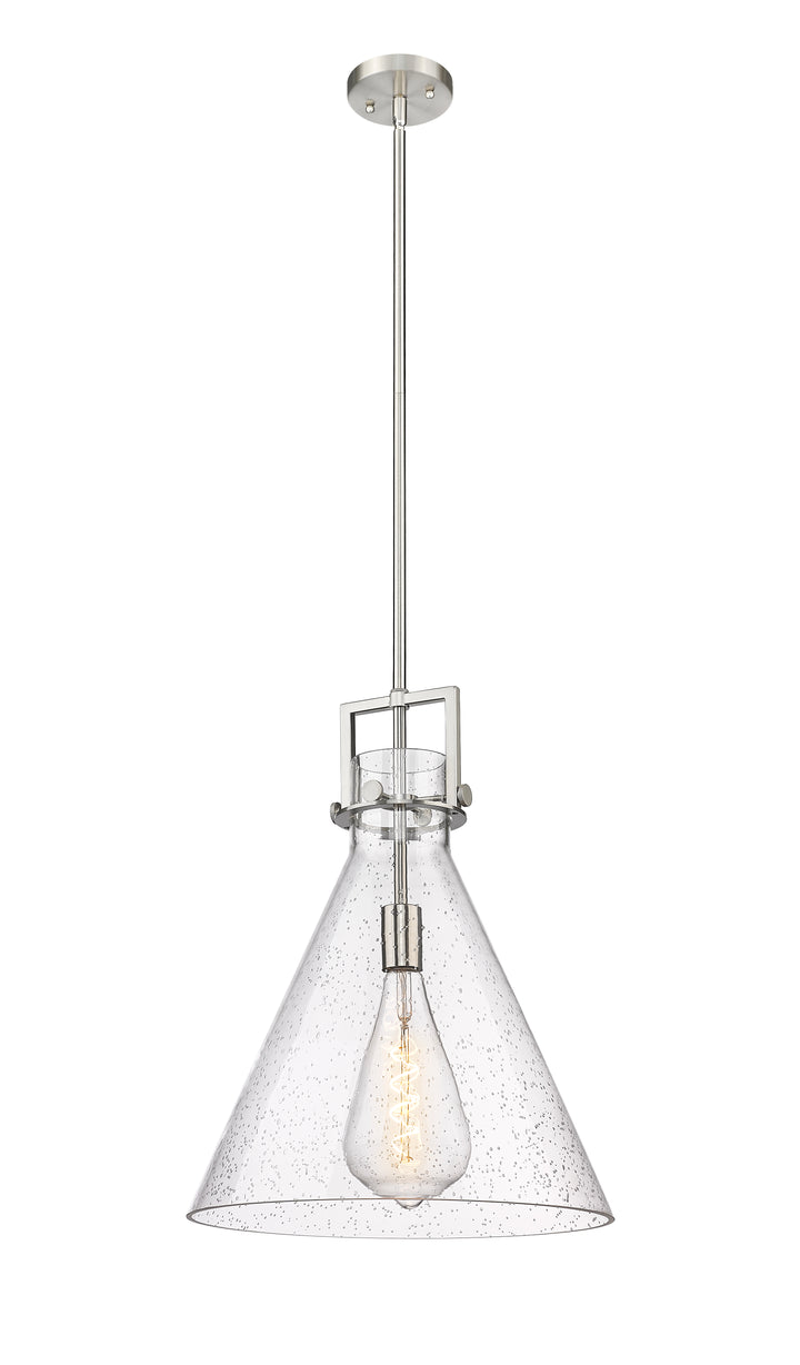 Innovations Lighting Newton Cone 16" Pendant - Brushed Satin Nickel Pendants Innovations Lighting Seedy ; Glass Type: Transparent  