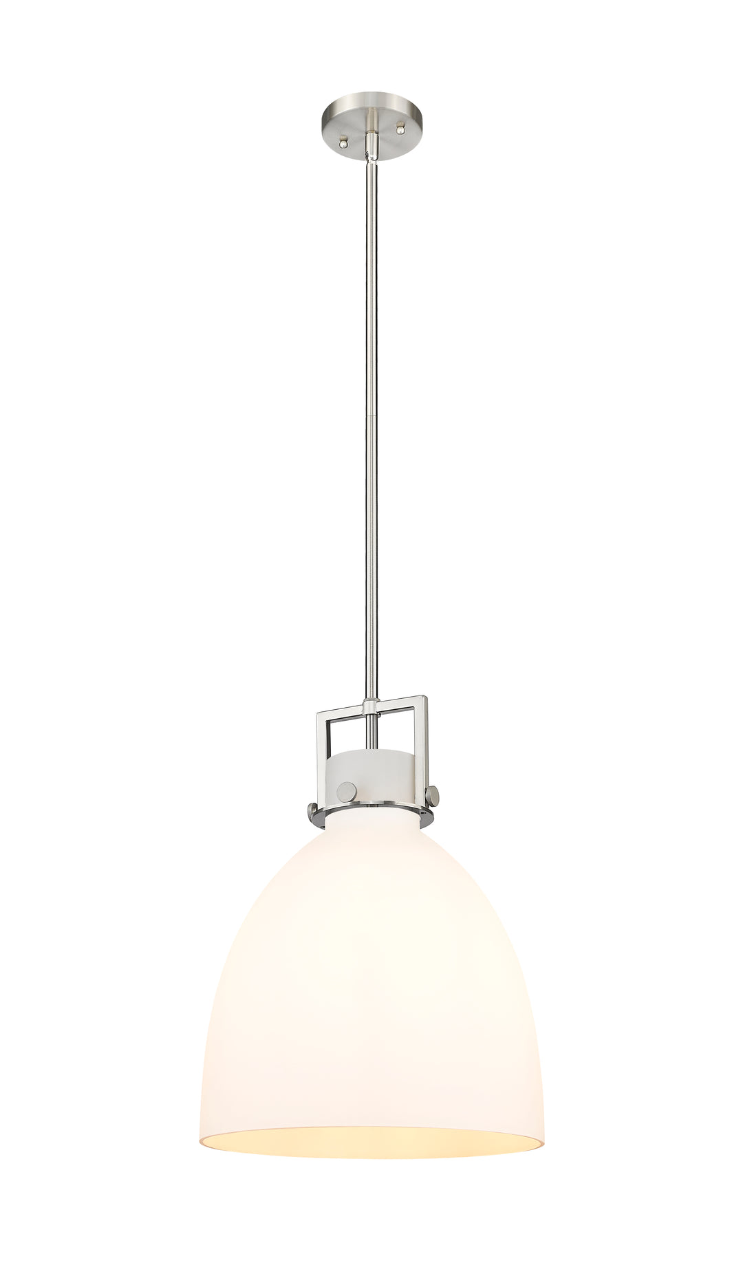 Innovations Lighting Newton Bell 14" Pendant - Satin Nickel Pendants Innovations Lighting White ; Glass Type: Frosted  