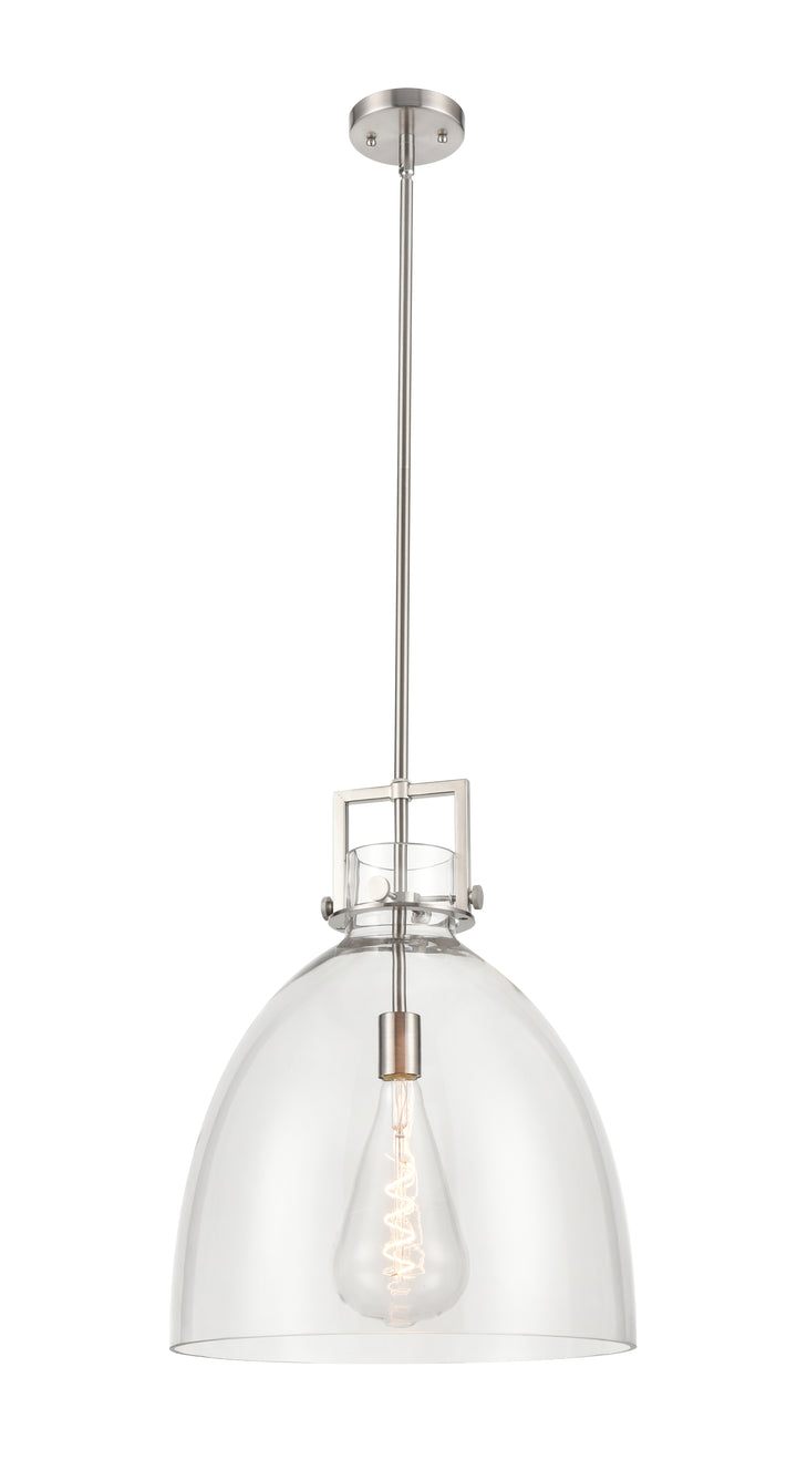 Innovations Lighting Newton Bell 16" Pendant - Satin Nickel Pendants Innovations Lighting Clear ; Glass Type: Clear  