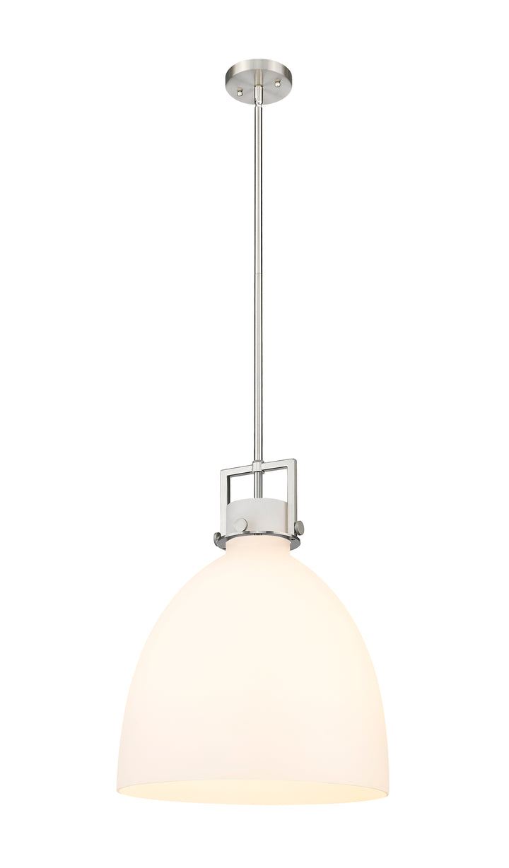 Innovations Lighting Newton Bell 16" Pendant - Satin Nickel Pendants Innovations Lighting White ; Glass Type: Frosted  