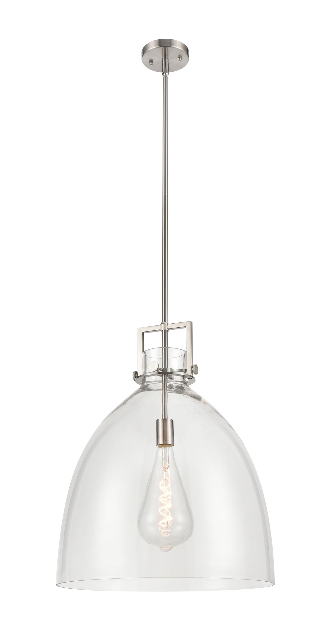 Innovations Lighting Newton Bell 18" Pendant - Satin Nickel Pendants Innovations Lighting   