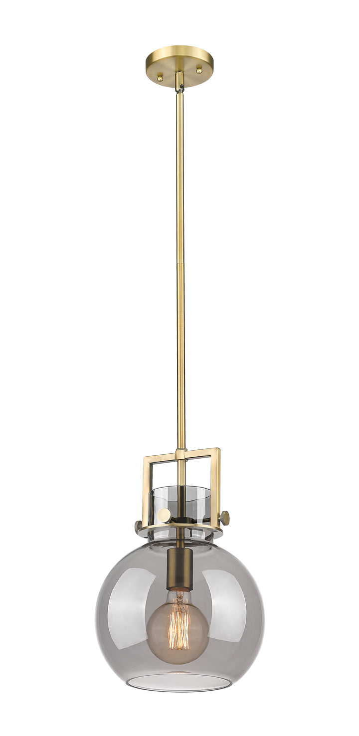 Innovations Lighting Newton Sphere 10" Mini Pendant - Brushed Brass Mini-Pendants Innovations Lighting Light Smoke ; Glass Type: Smoked  