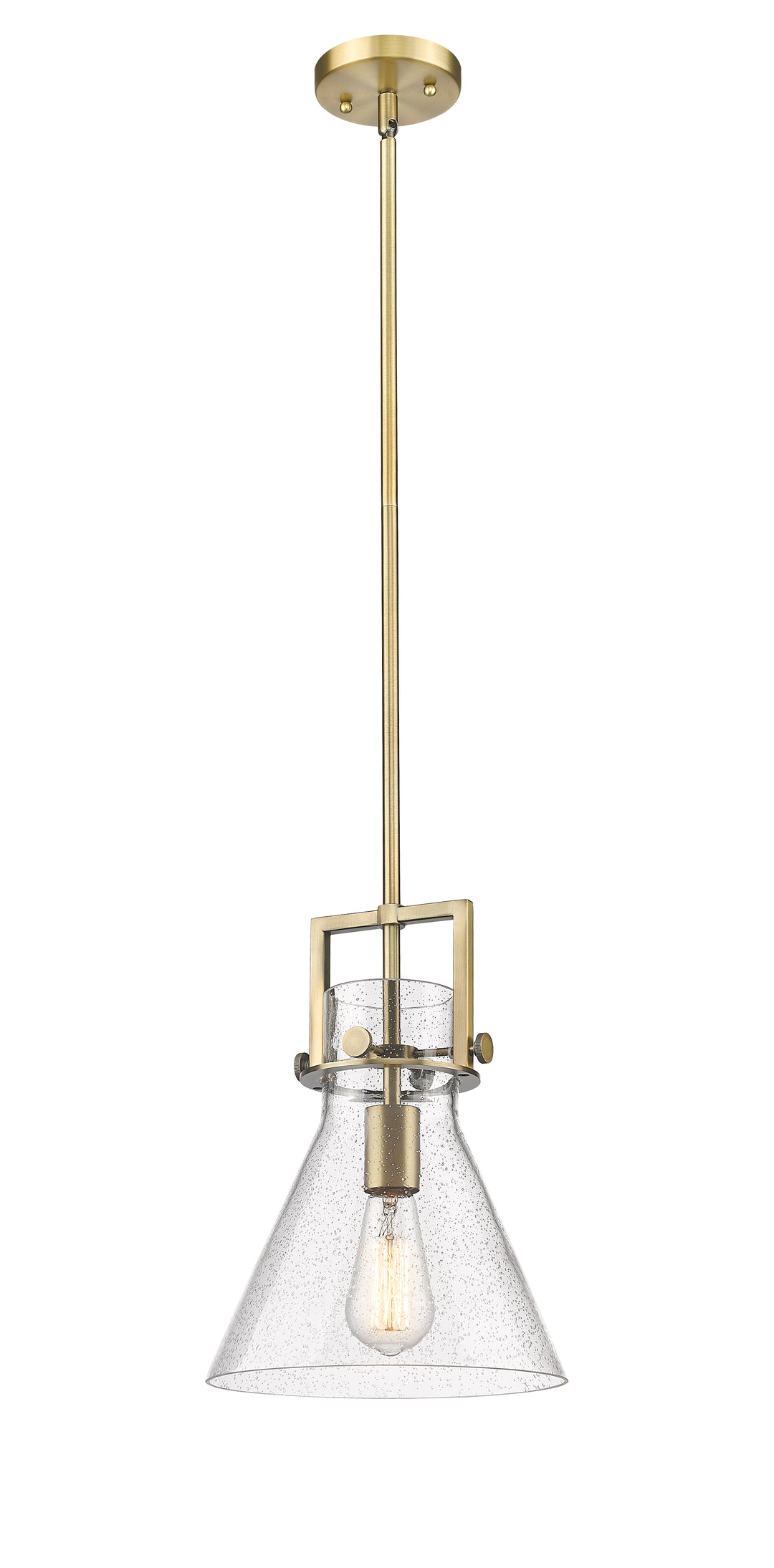 Innovations Lighting Newton Cone 10" Mini Pendant - Brushed Brass Mini-Pendants Innovations Lighting Seedy ; Glass Type: Transparent  