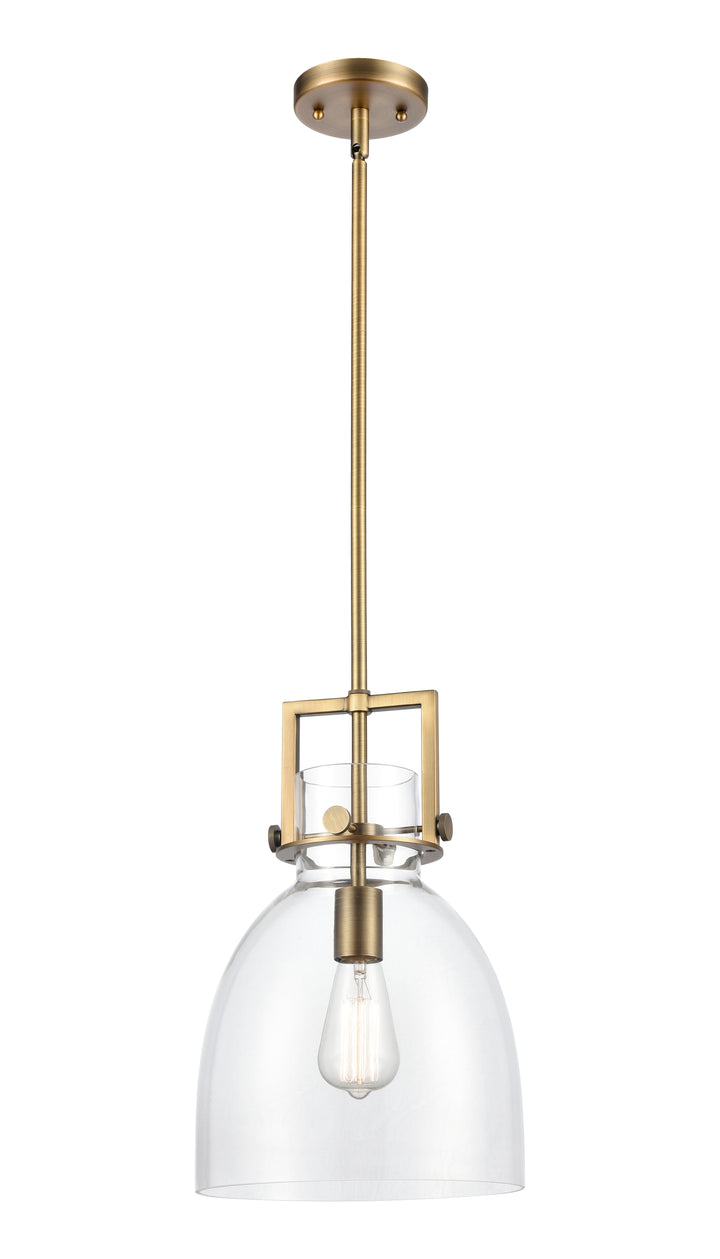 Innovations Lighting Newton Bell 10" Mini Pendant - Brushed Brass Mini-Pendants Innovations Lighting Clear ; Glass Type: Clear  