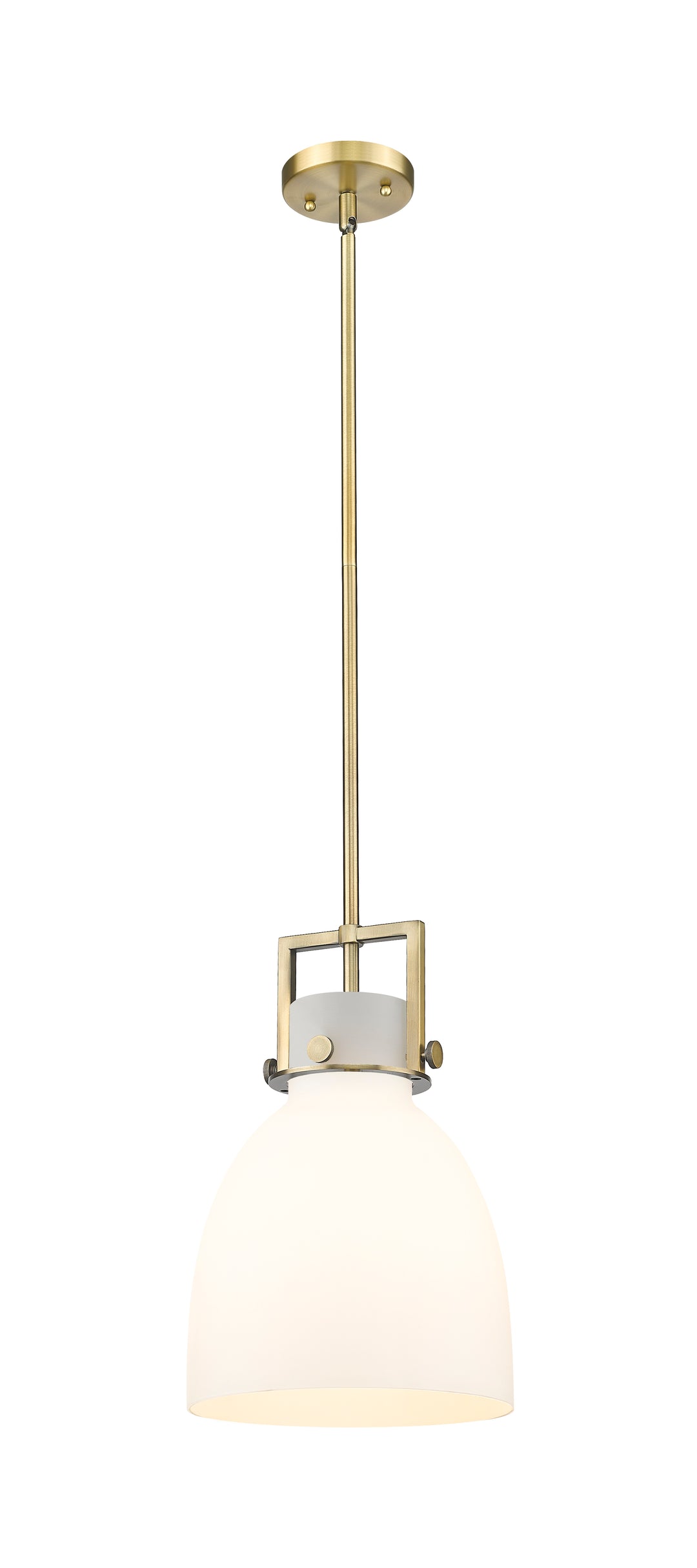 Innovations Lighting Newton Bell 10" Mini Pendant - Brushed Brass Mini-Pendants Innovations Lighting White ; Glass Type: Frosted  