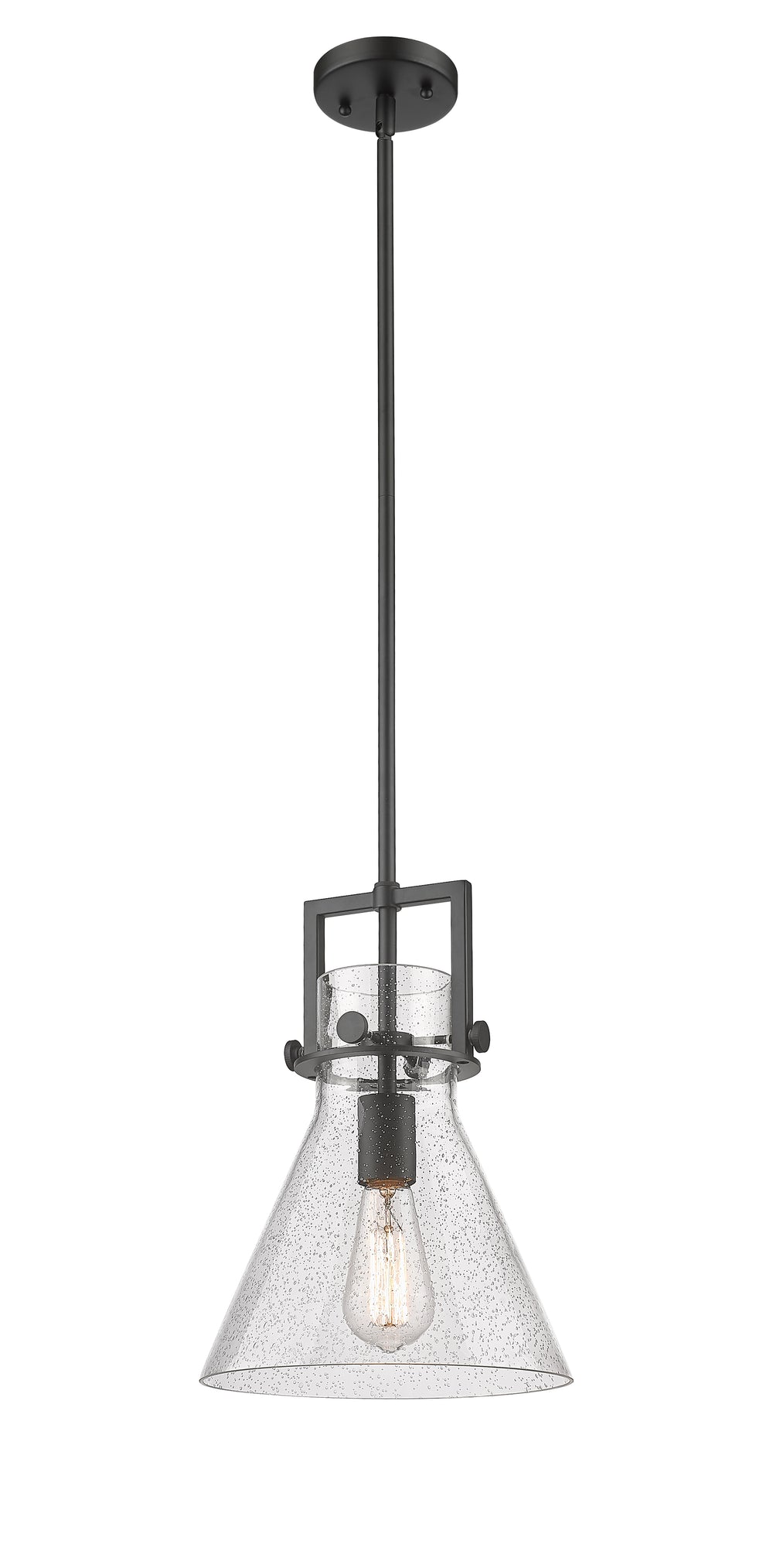 Innovations Lighting Newton Cone 10" Mini Pendant - Matte Black Mini-Pendants Innovations Lighting Seedy ; Glass Type: Transparent  