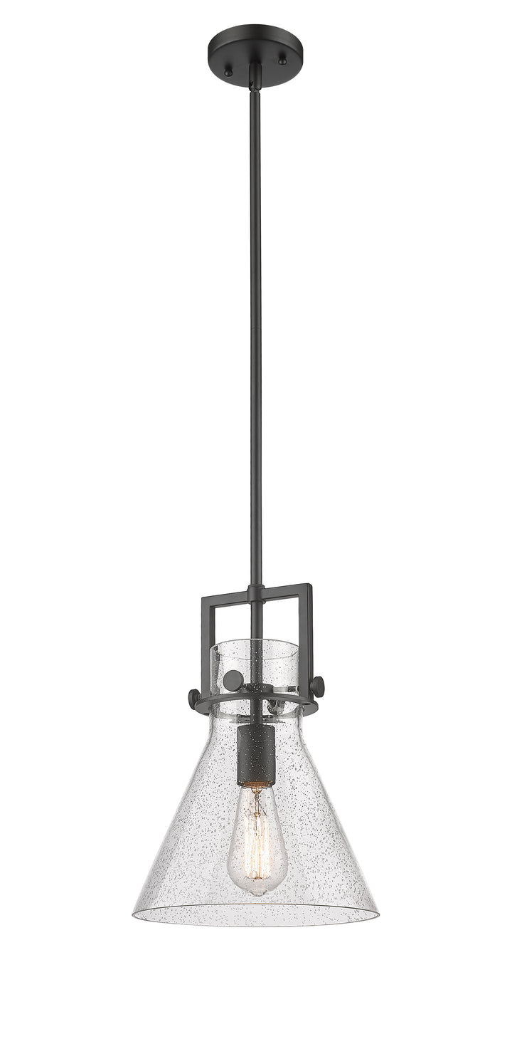 Innovations Lighting Newton Cone 10" Mini Pendant - Matte Black Mini-Pendants Innovations Lighting Seedy ; Glass Type: Transparent  