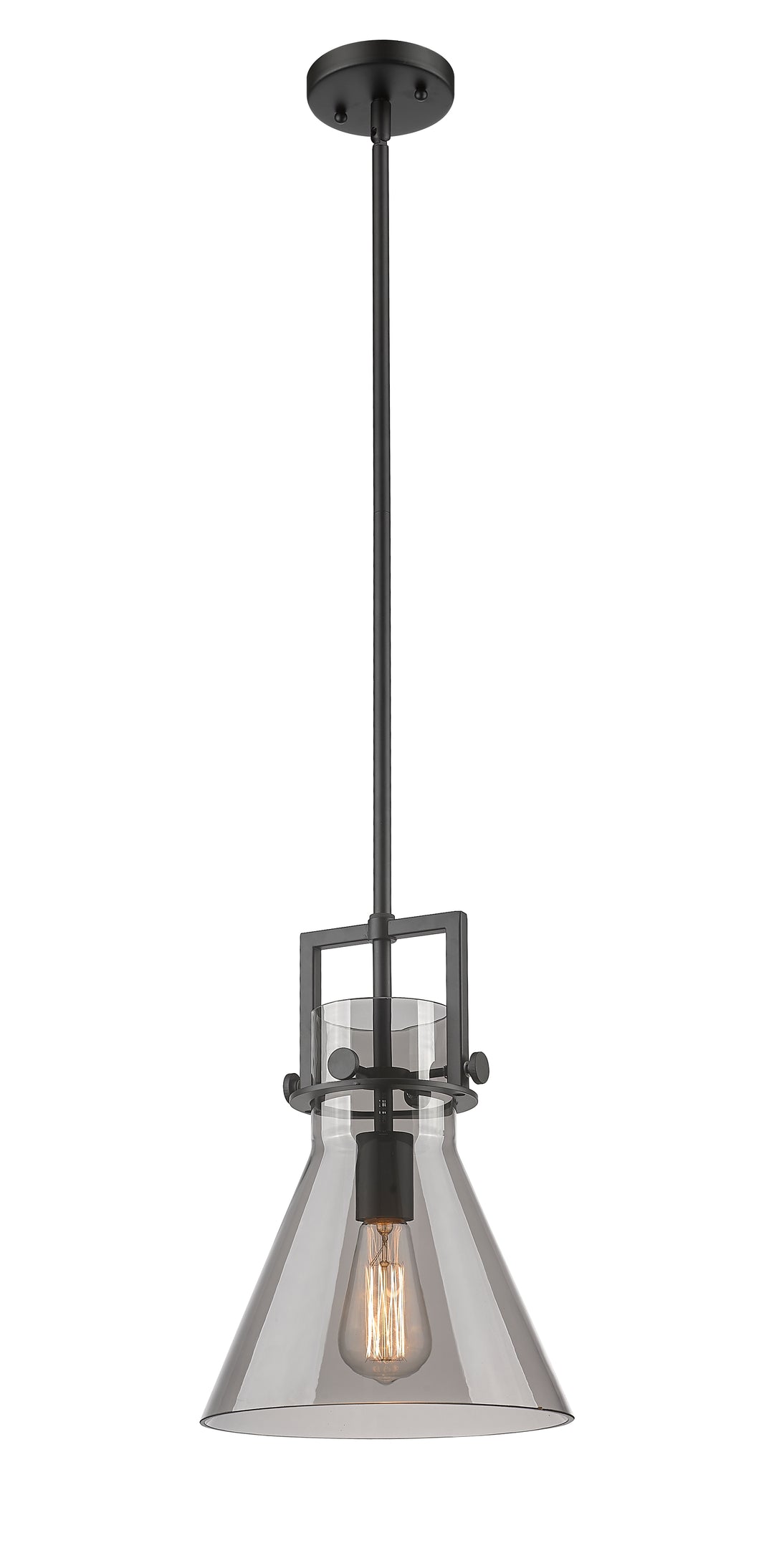 Innovations Lighting Newton Cone 10" Mini Pendant - Matte Black Mini-Pendants Innovations Lighting Light Smoke ; Glass Type: Smoked  