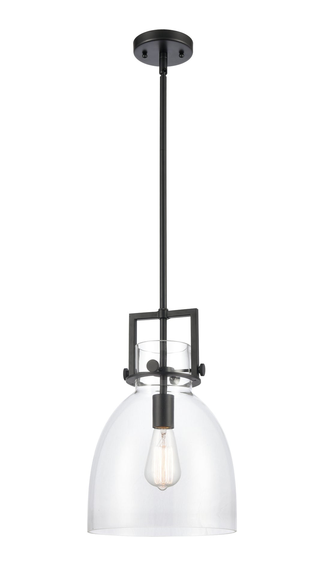 Innovations Lighting Newton Bell 10" Mini Pendant - Matte Black Mini-Pendants Innovations Lighting Clear ; Glass Type: Clear  