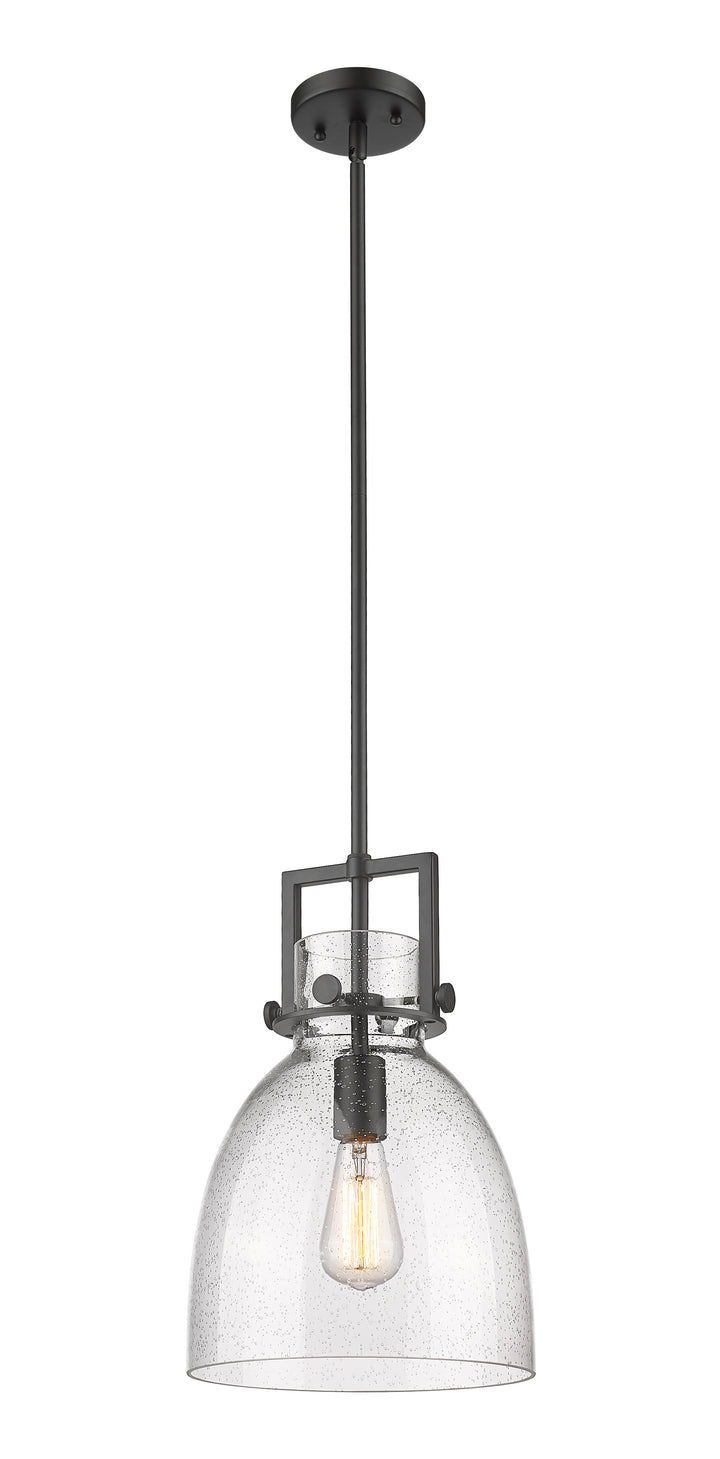 Innovations Lighting Newton Bell 10" Mini Pendant - Matte Black Mini-Pendants Innovations Lighting Seedy ; Glass Type: Seeded  