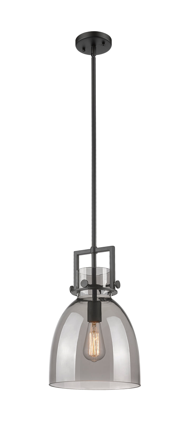 Innovations Lighting Newton Bell 10" Mini Pendant - Matte Black Mini-Pendants Innovations Lighting Light Smoke ; Glass Type: Smoked  