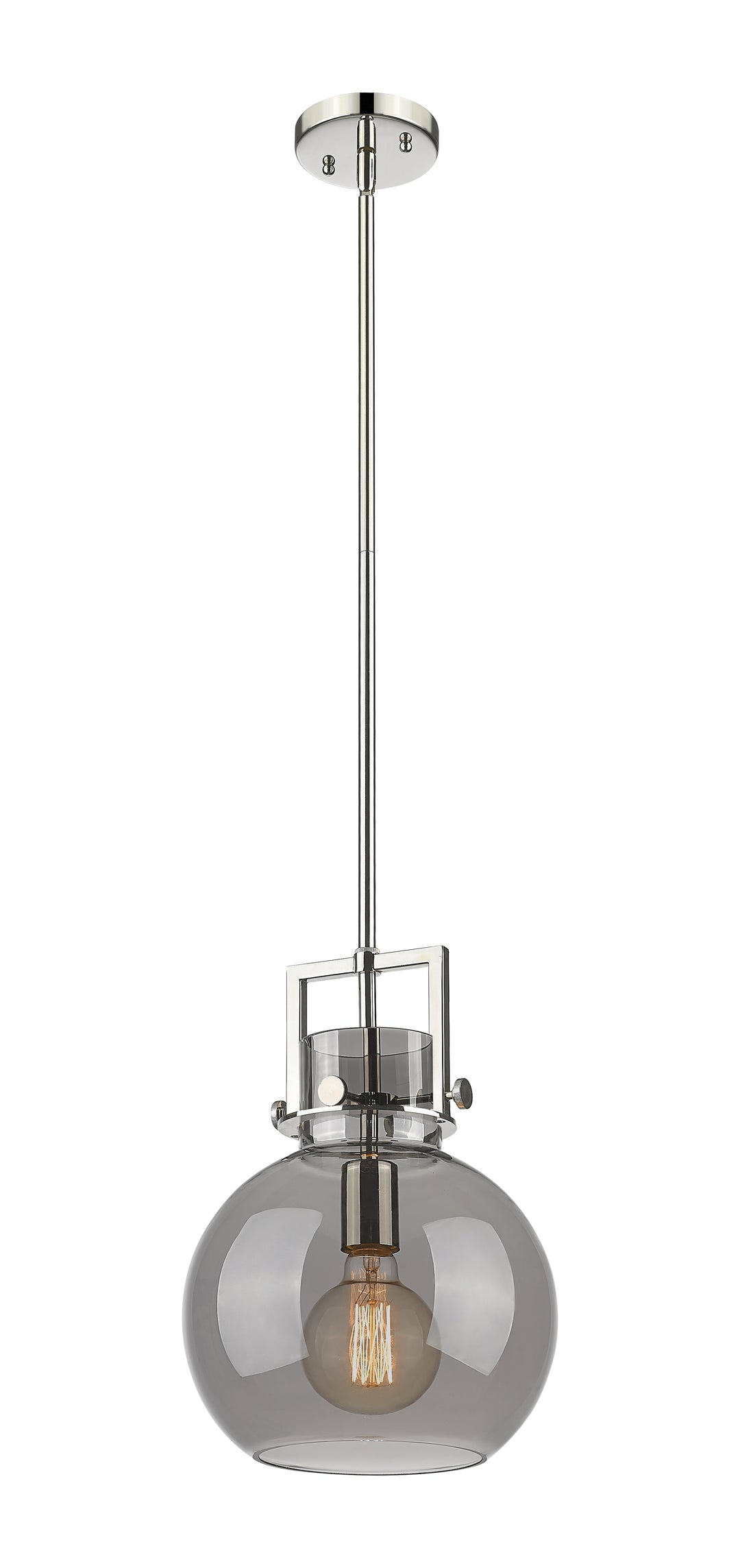 Innovations Lighting Newton Sphere 10" Mini Pendant - Polished Nickel Mini-Pendants Innovations Lighting Light Smoke ; Glass Type: Smoked  