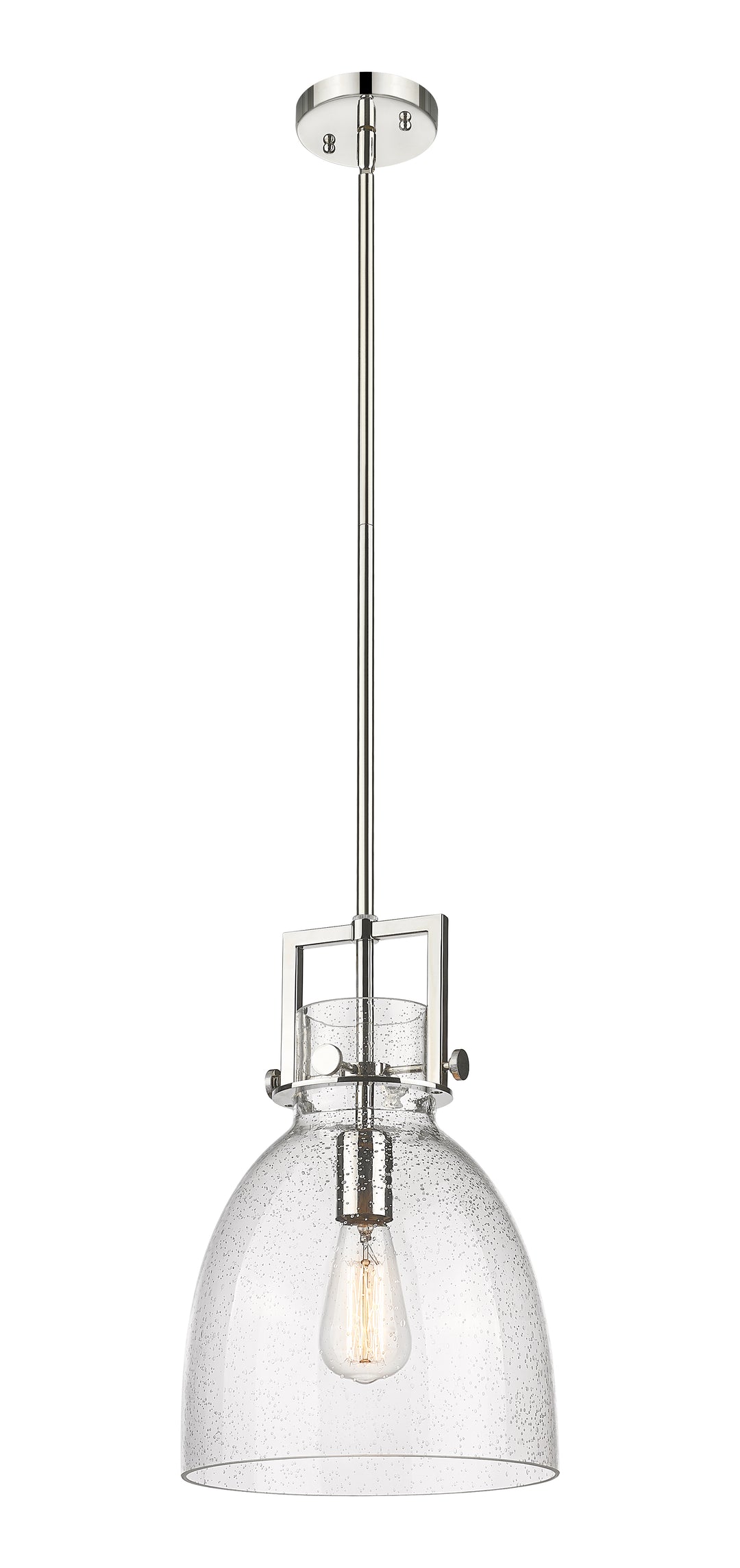 Innovations Lighting Newton Bell 10" Mini Pendant - Polished Nickel Mini-Pendants Innovations Lighting Seedy ; Glass Type: Seeded  