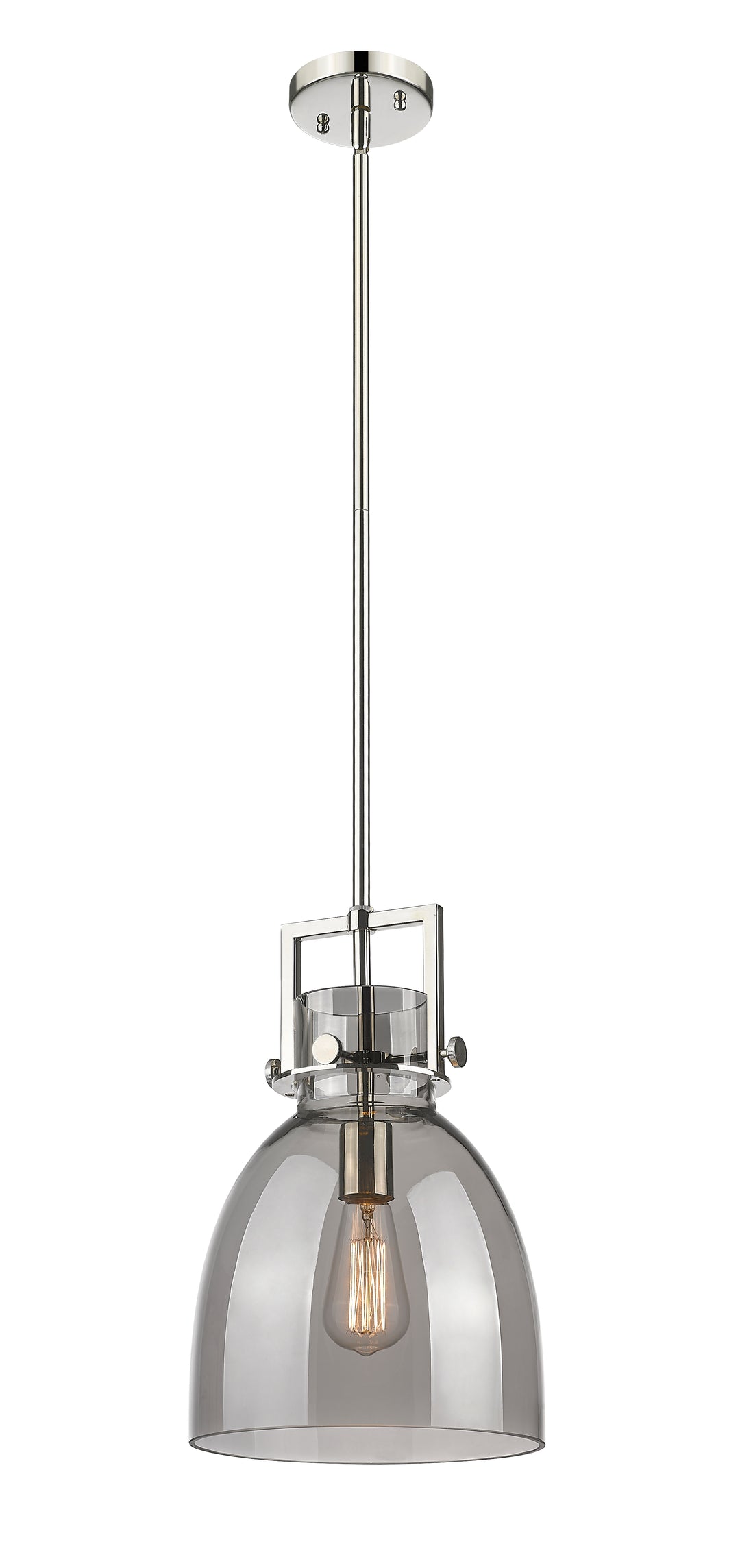 Innovations Lighting Newton Bell 10" Mini Pendant - Polished Nickel Mini-Pendants Innovations Lighting Light Smoke ; Glass Type: Smoked  