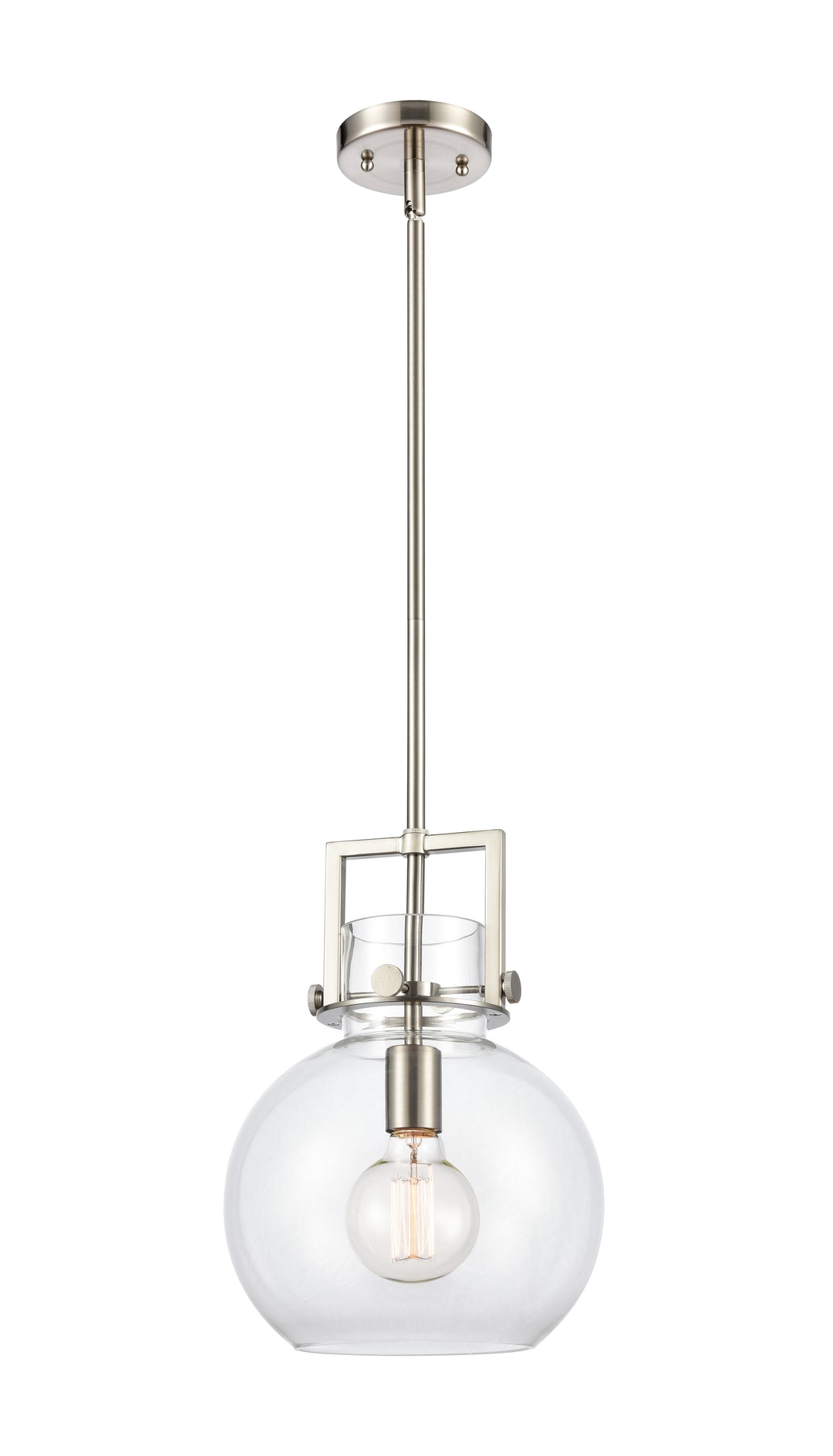 Innovations Lighting Newton Sphere 10" Mini Pendant - Satin Nickel Mini-Pendants Innovations Lighting Clear ; Glass Type: Clear  