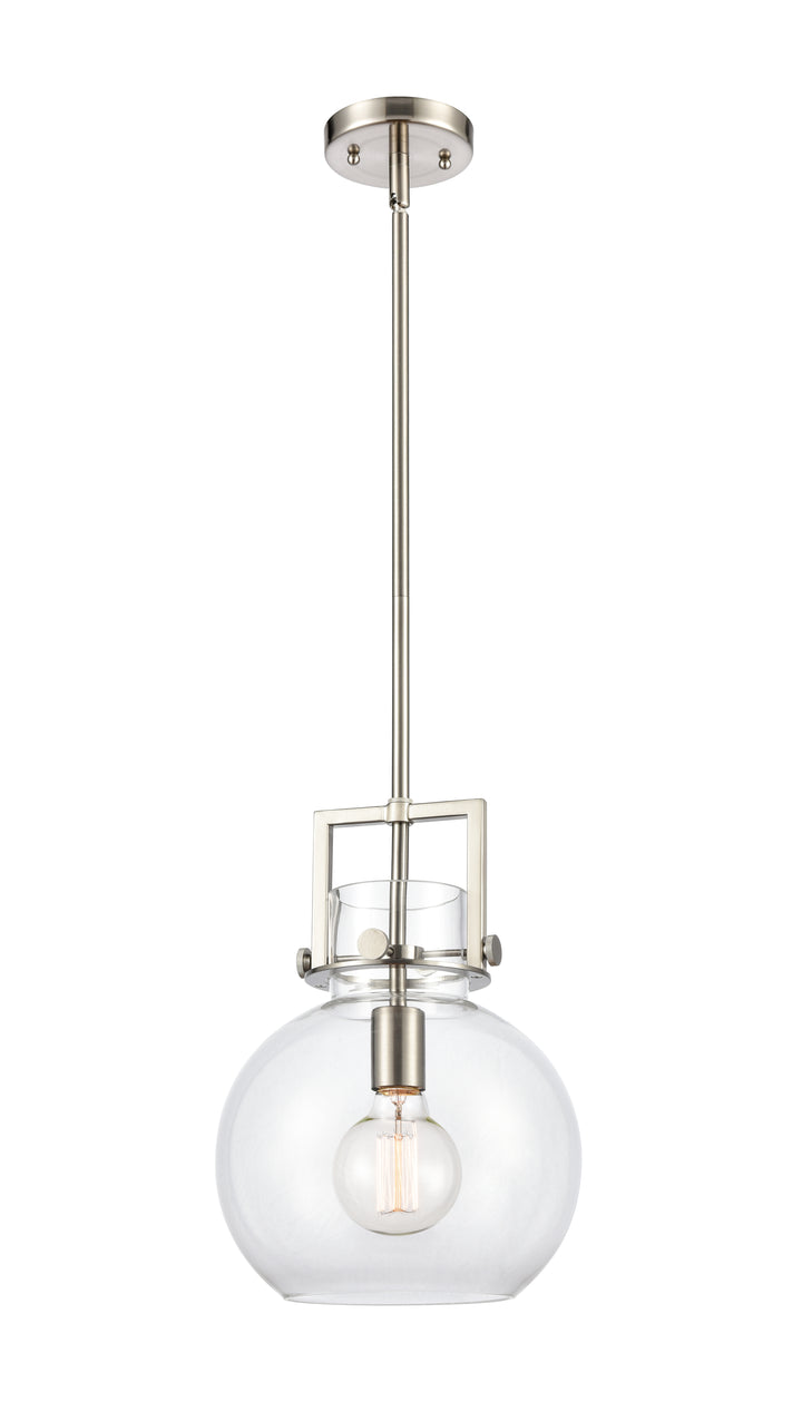 Innovations Lighting Newton Sphere 10" Mini Pendant - Satin Nickel Mini-Pendants Innovations Lighting Clear ; Glass Type: Clear  