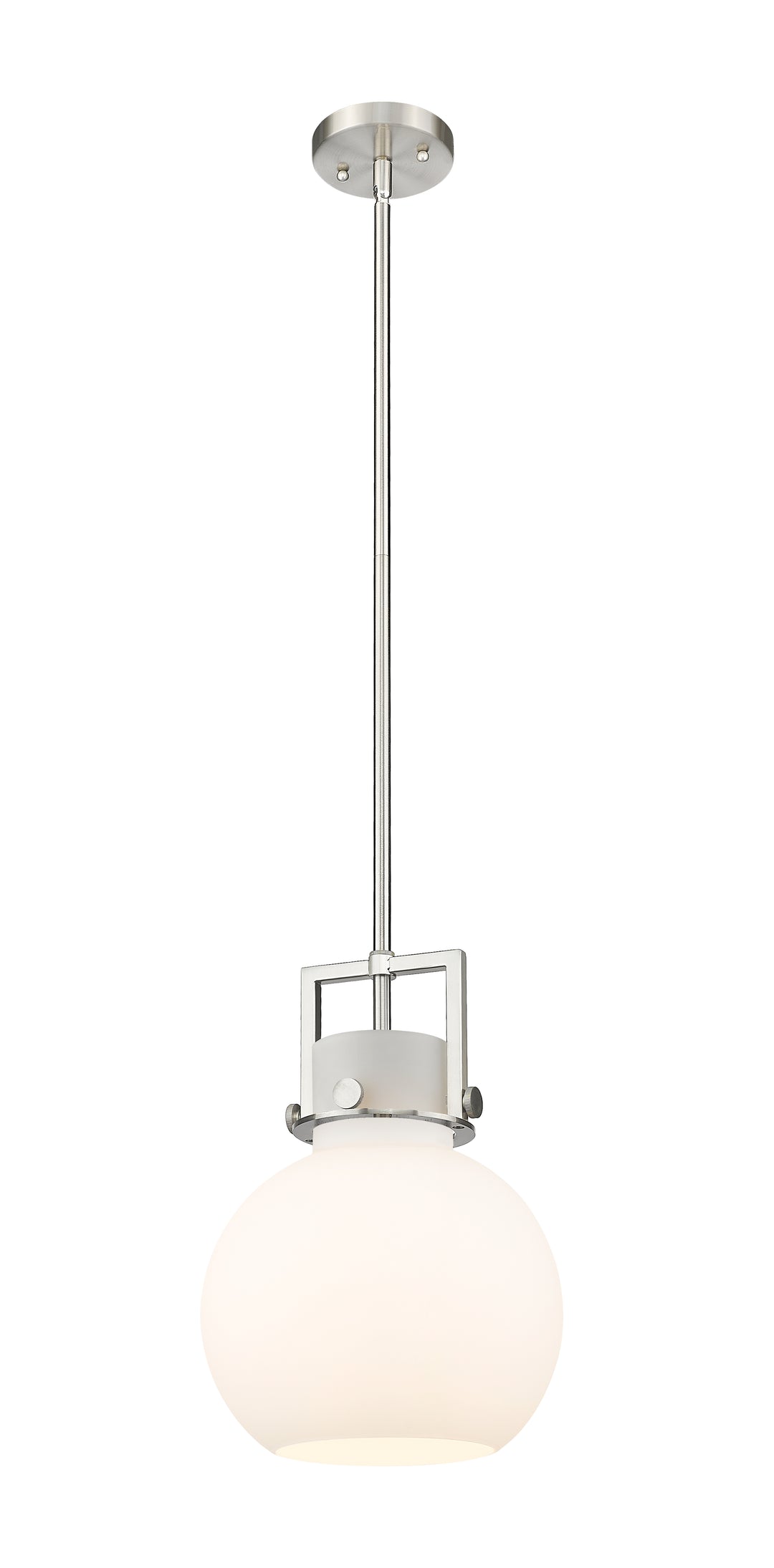 Innovations Lighting Newton Sphere 10" Mini Pendant - Satin Nickel Mini-Pendants Innovations Lighting White ; Glass Type: Frosted  