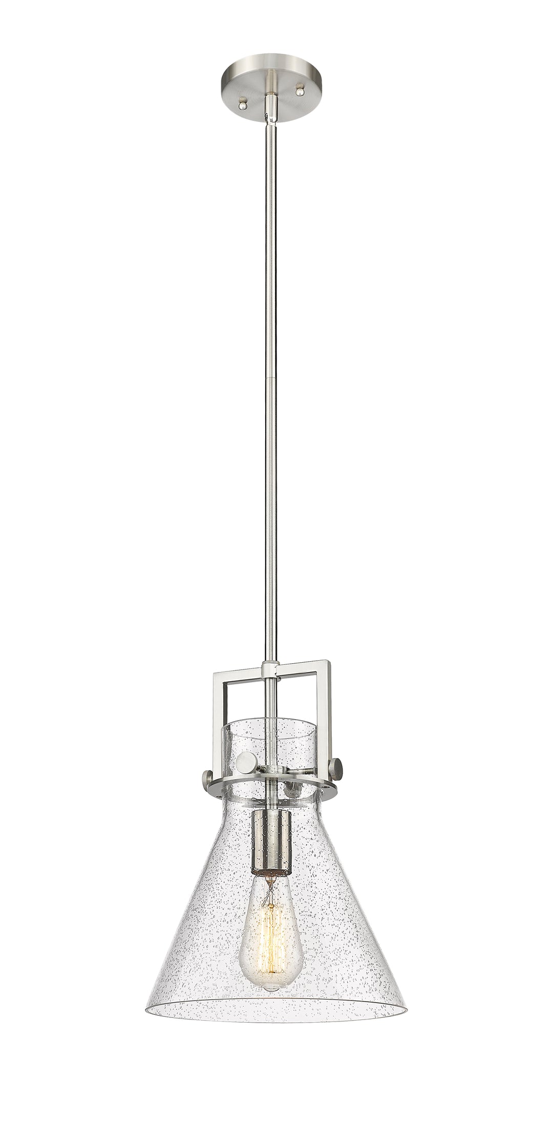 Innovations Lighting Newton Cone 10" Mini Pendant - Brushed Satin Nickel Mini-Pendants Innovations Lighting Seedy ; Glass Type: Transparent  