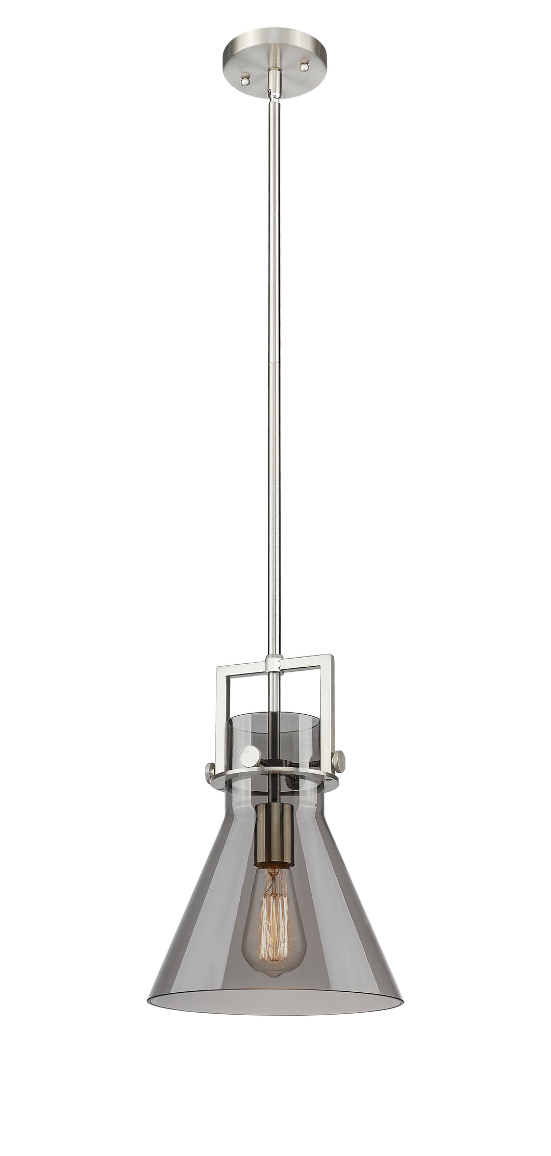 Innovations Lighting Newton Cone 10" Mini Pendant - Brushed Satin Nickel Mini-Pendants Innovations Lighting Light Smoke ; Glass Type: Smoked  