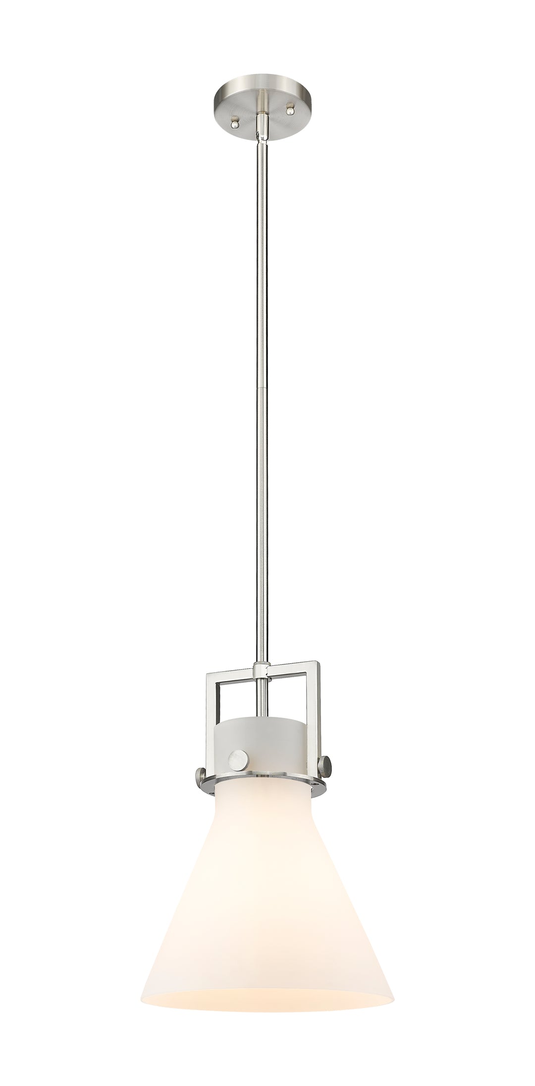 Innovations Lighting Newton Cone 10" Mini Pendant - Brushed Satin Nickel Mini-Pendants Innovations Lighting White ; Glass Type: Frosted  