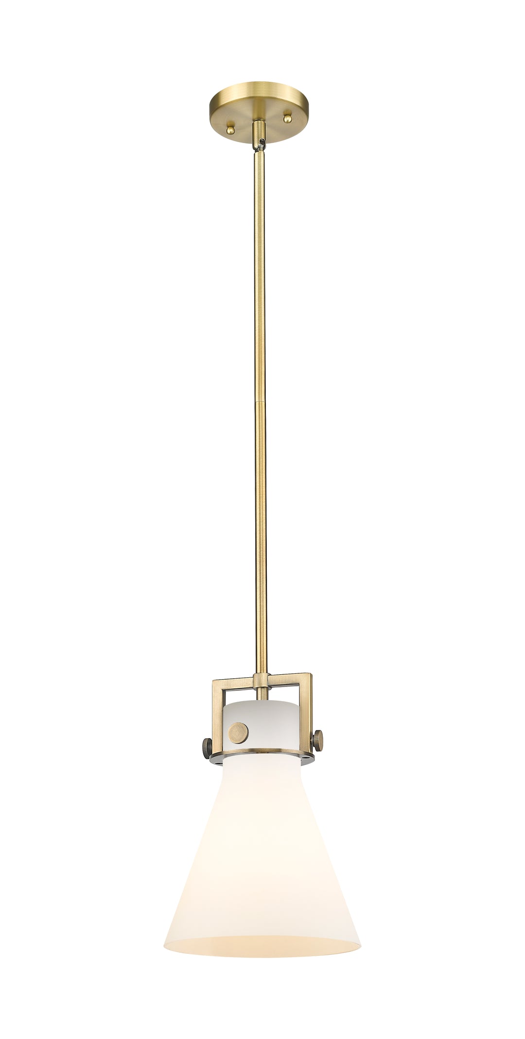 Innovations Lighting Newton Cone 8" Mini Pendant - Brushed Brass Mini-Pendants Innovations Lighting White ; Glass Type: Frosted  