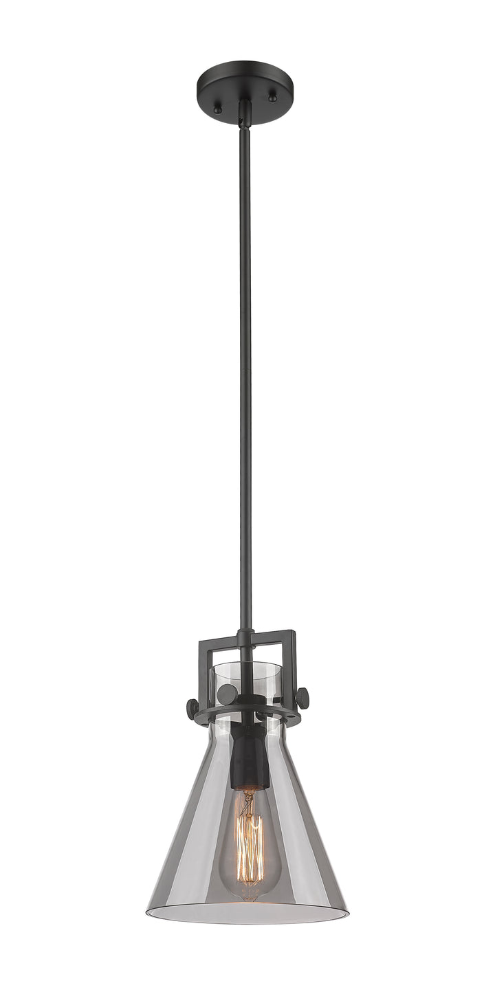 Innovations Lighting Newton Cone 8" Mini Pendant - Matte Black Mini-Pendants Innovations Lighting Light Smoke ; Glass Type: Smoked  