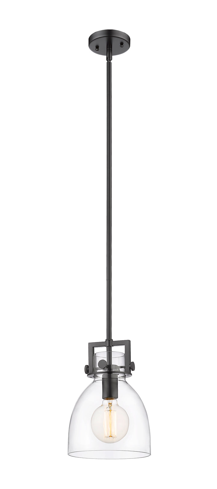 Innovations Lighting Newton Bell 8" Mini Pendant - Matte Black Mini-Pendants Innovations Lighting Clear ; Glass Type: Clear  