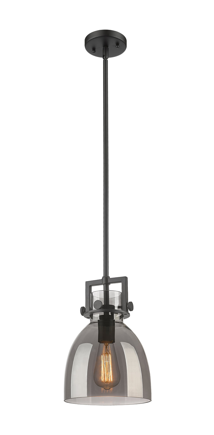 Innovations Lighting Newton Bell 8" Mini Pendant - Matte Black Mini-Pendants Innovations Lighting Light Smoke ; Glass Type: Smoked  