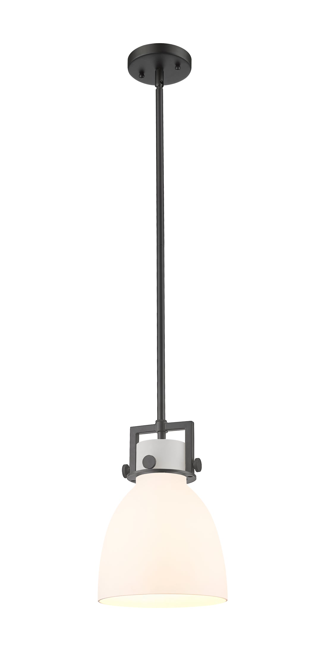 Innovations Lighting Newton Bell 8" Mini Pendant - Matte Black Mini-Pendants Innovations Lighting White ; Glass Type: Frosted  