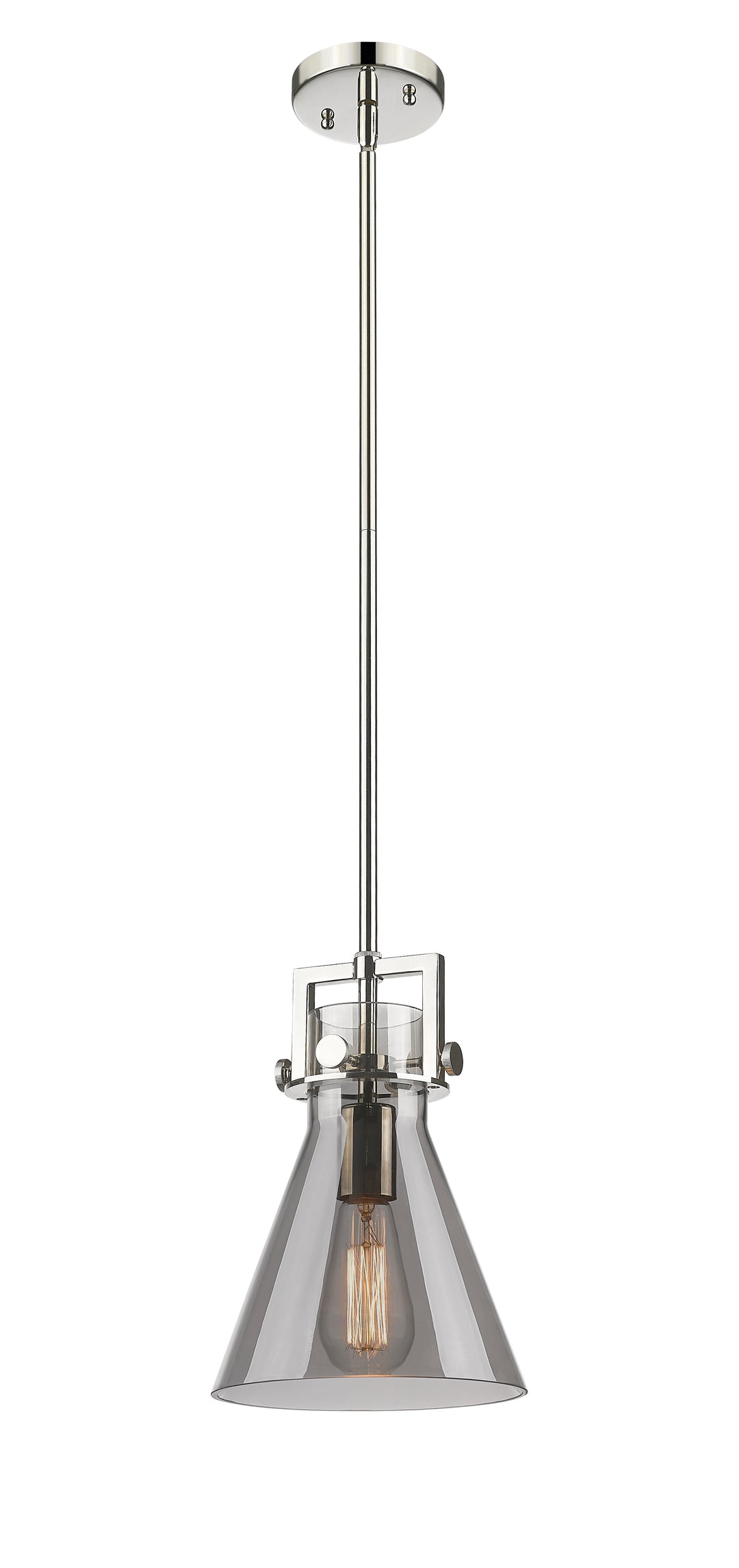 Innovations Lighting Newton Cone 8" Mini Pendant - Polished Nickel Mini-Pendants Innovations Lighting Light Smoke ; Glass Type: Smoked  