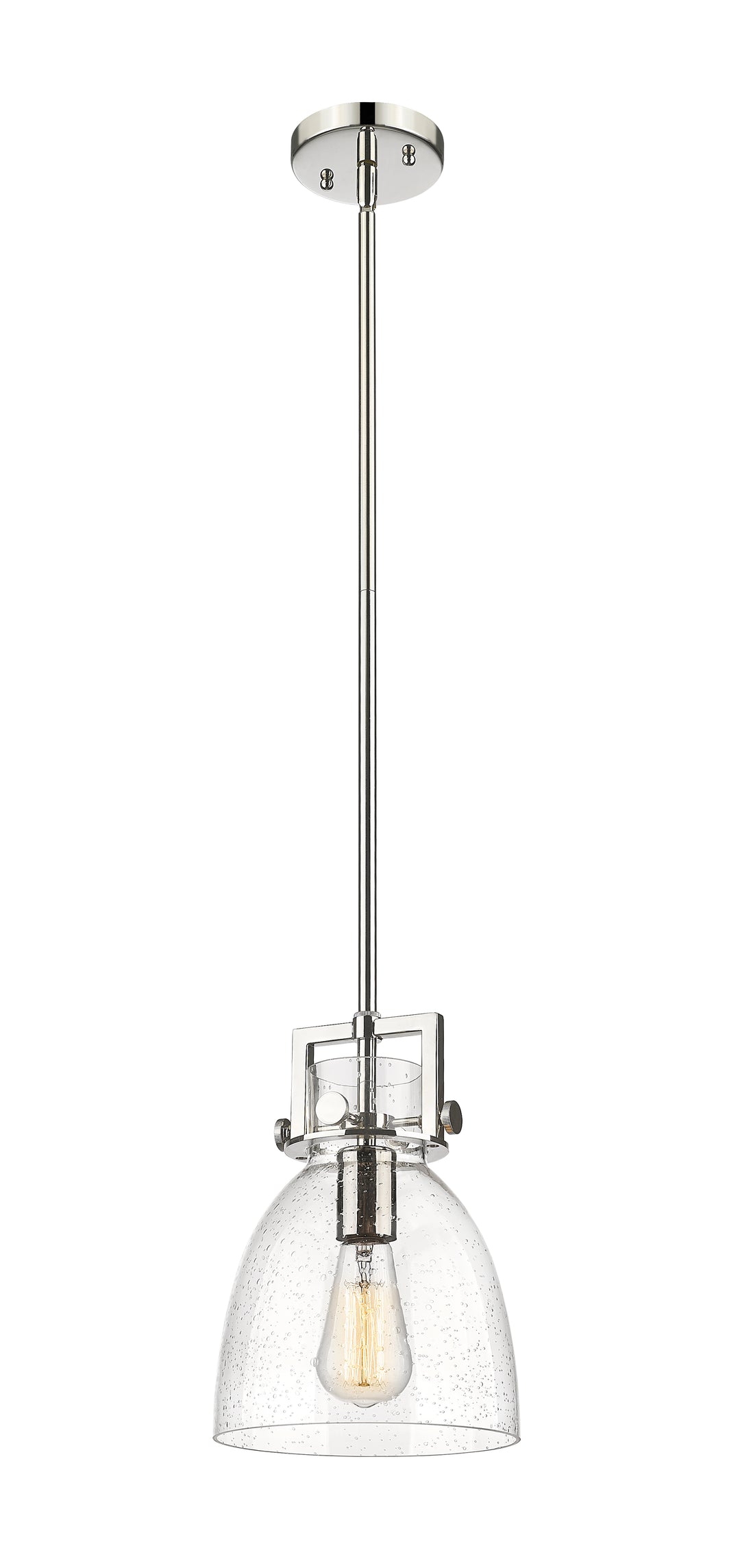 Innovations Lighting Newton Bell 8" Mini Pendant - Polished Nickel Mini-Pendants Innovations Lighting Seedy ; Glass Type: Seeded  