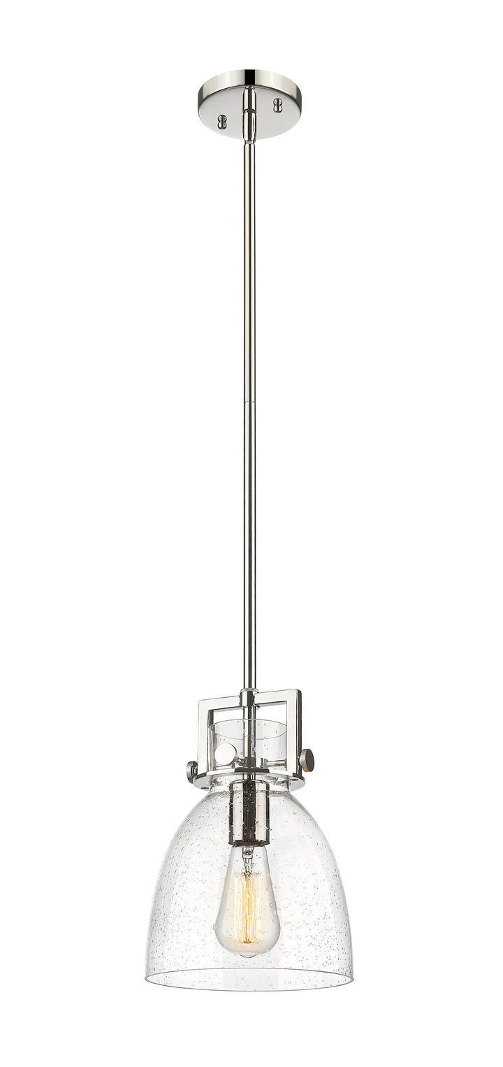 Innovations Lighting Newton Bell 8" Mini Pendant - Polished Nickel Mini-Pendants Innovations Lighting Seedy ; Glass Type: Seeded  