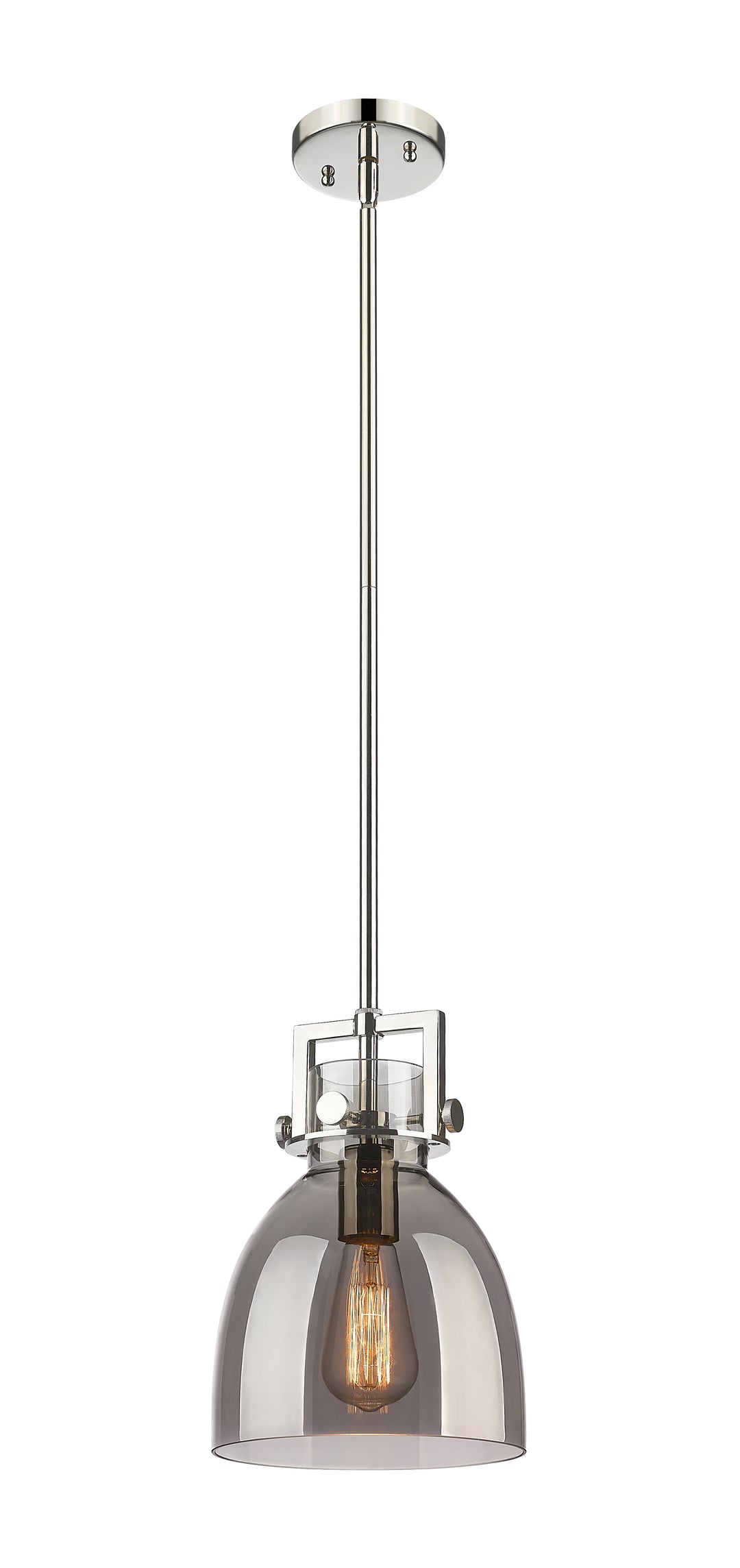 Innovations Lighting Newton Bell 8" Mini Pendant - Polished Nickel Mini-Pendants Innovations Lighting Light Smoke ; Glass Type: Smoked  