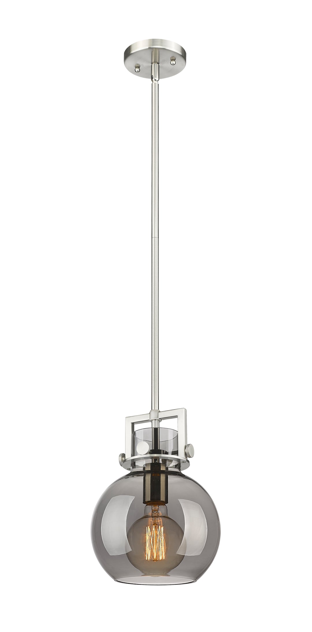 Innovations Lighting Newton Sphere 8" Mini Pendant - Satin Nickel Mini-Pendants Innovations Lighting Light Smoke ; Glass Type: Smoked  