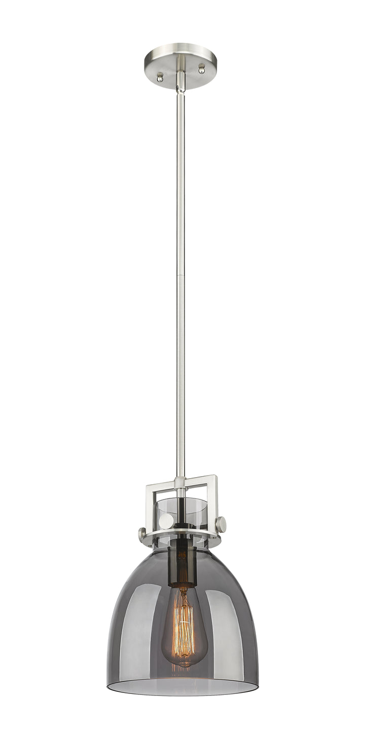 Innovations Lighting Newton Bell 8" Mini Pendant - Satin Nickel Mini-Pendants Innovations Lighting Light Smoke ; Glass Type: Smoked  