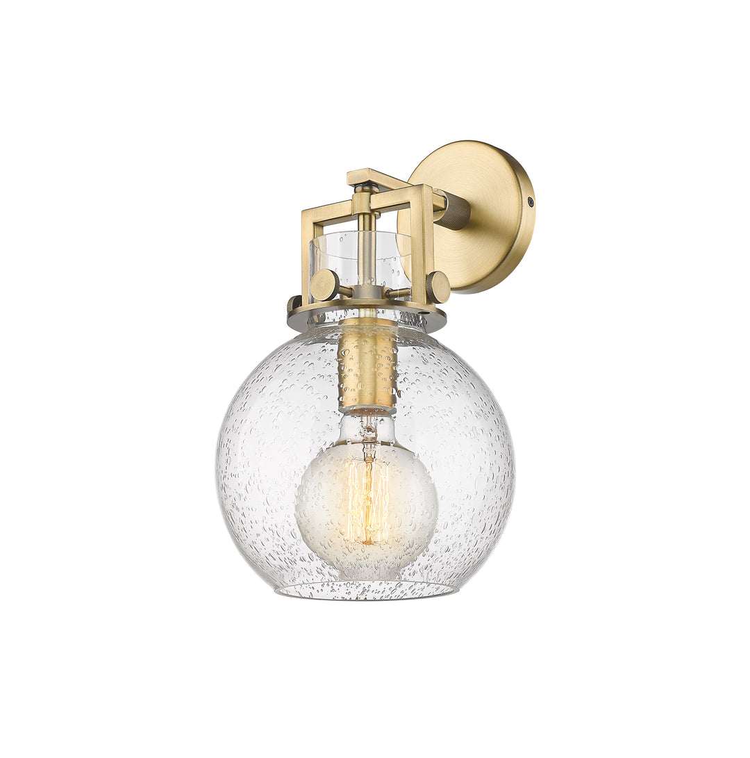 Innovations Lighting Newton Sphere 8" Sconce - Brushed Brass Wall Sconces Innovations Lighting Seedy ; Glass Type: Seeded  