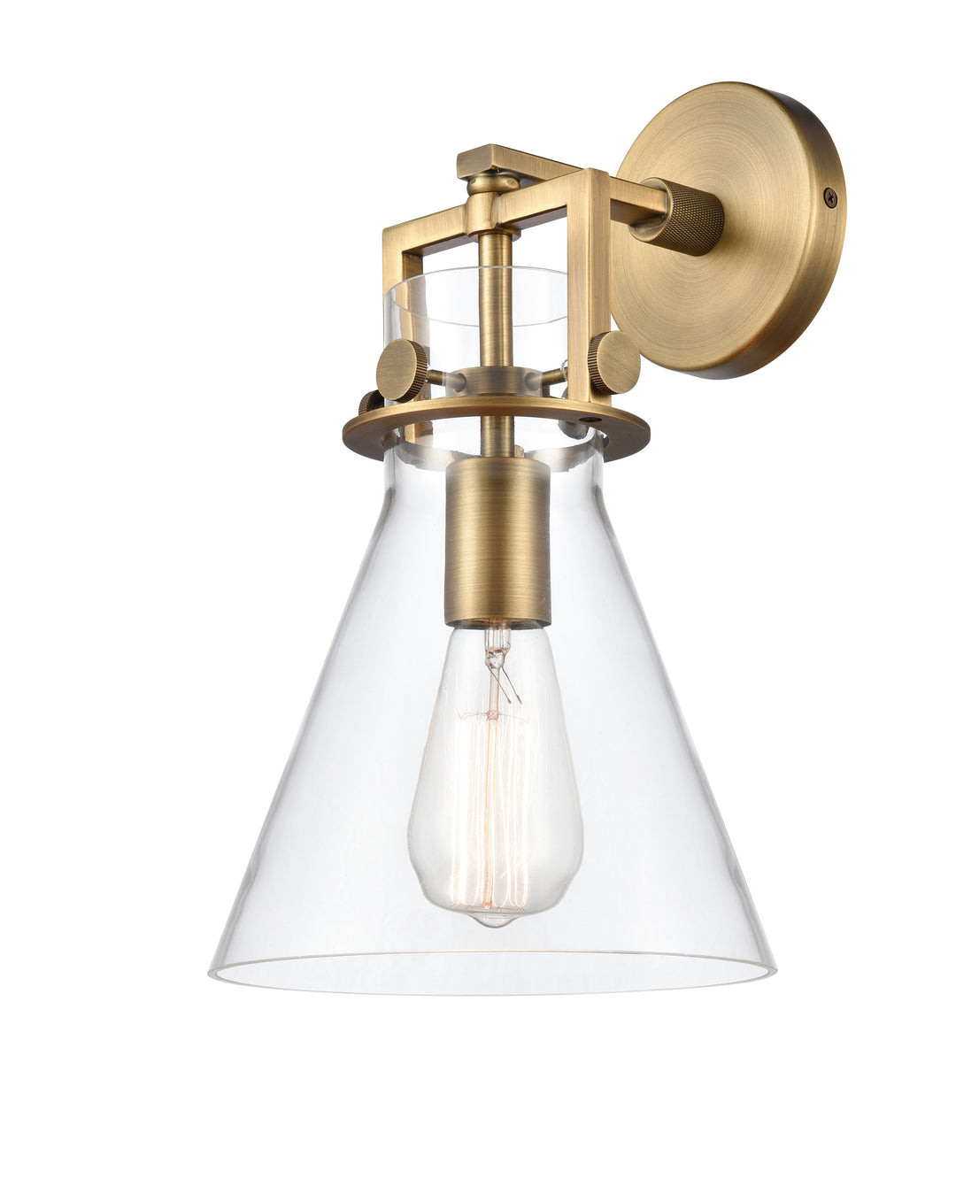 Innovations Lighting Newton Cone 8" Sconce - Brushed Brass Wall Sconces Innovations Lighting Clear ; Glass Type: Clear  