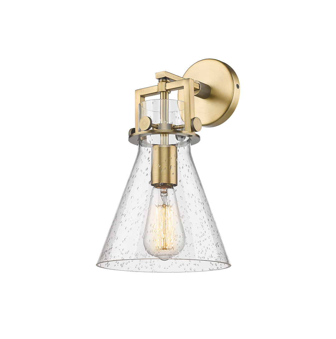 Innovations Lighting Newton Cone 8" Sconce - Brushed Brass Wall Sconces Innovations Lighting Seedy ; Glass Type: Seeded  