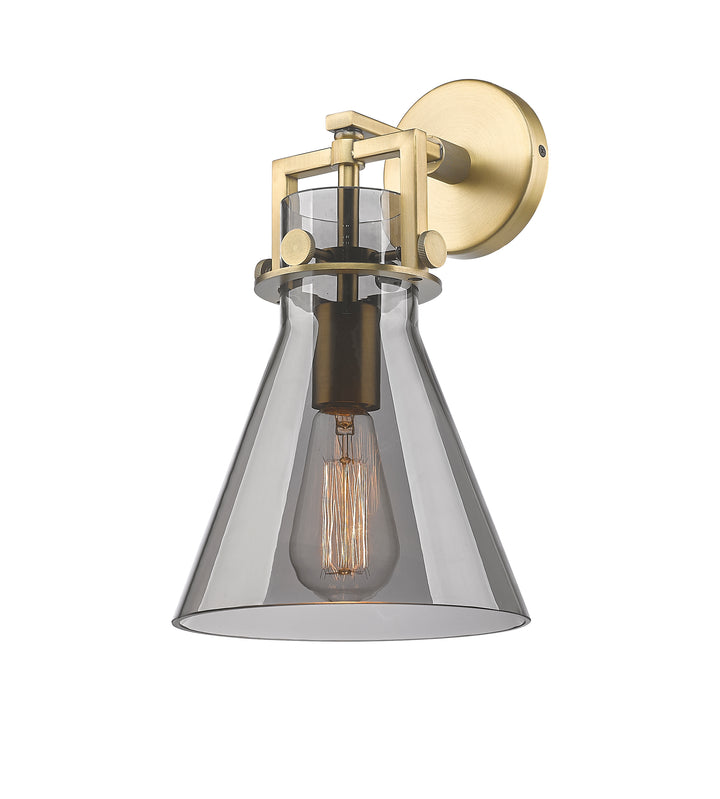 Innovations Lighting Newton Cone 8" Sconce - Brushed Brass Wall Sconces Innovations Lighting Light Smoke ; Glass Type: Smoked  