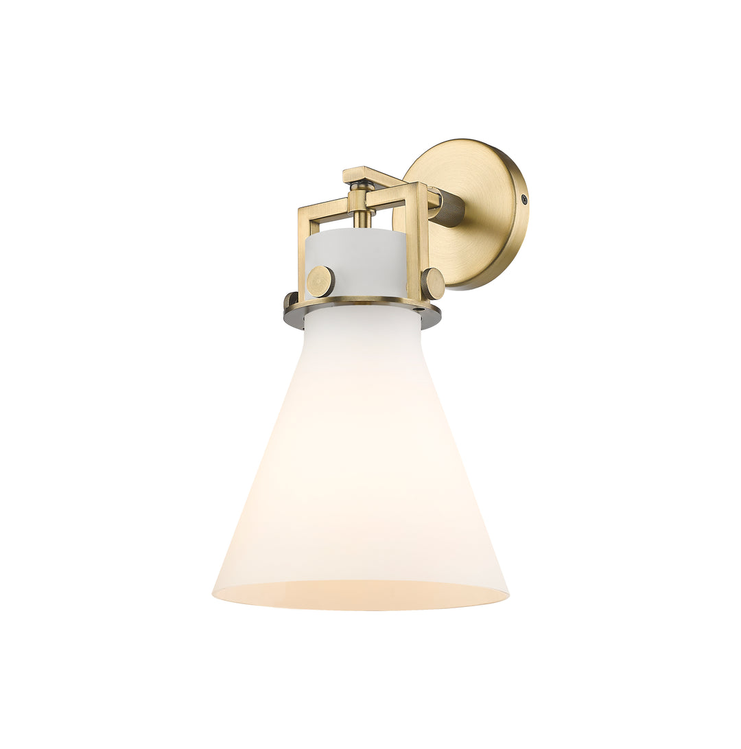 Innovations Lighting Newton Cone 8" Sconce - Brushed Brass Wall Sconces Innovations Lighting White ; Glass Type: Frosted  