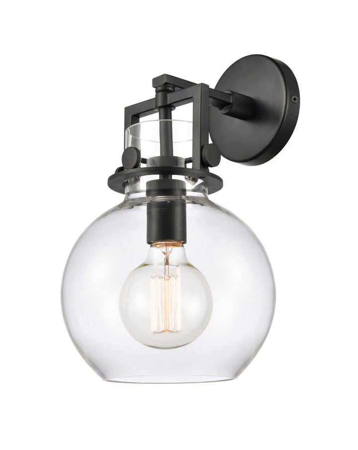 Innovations Lighting Newton Sphere 8" Sconce - Matte Black Wall Sconces Innovations Lighting Clear ; Glass Type: Clear  