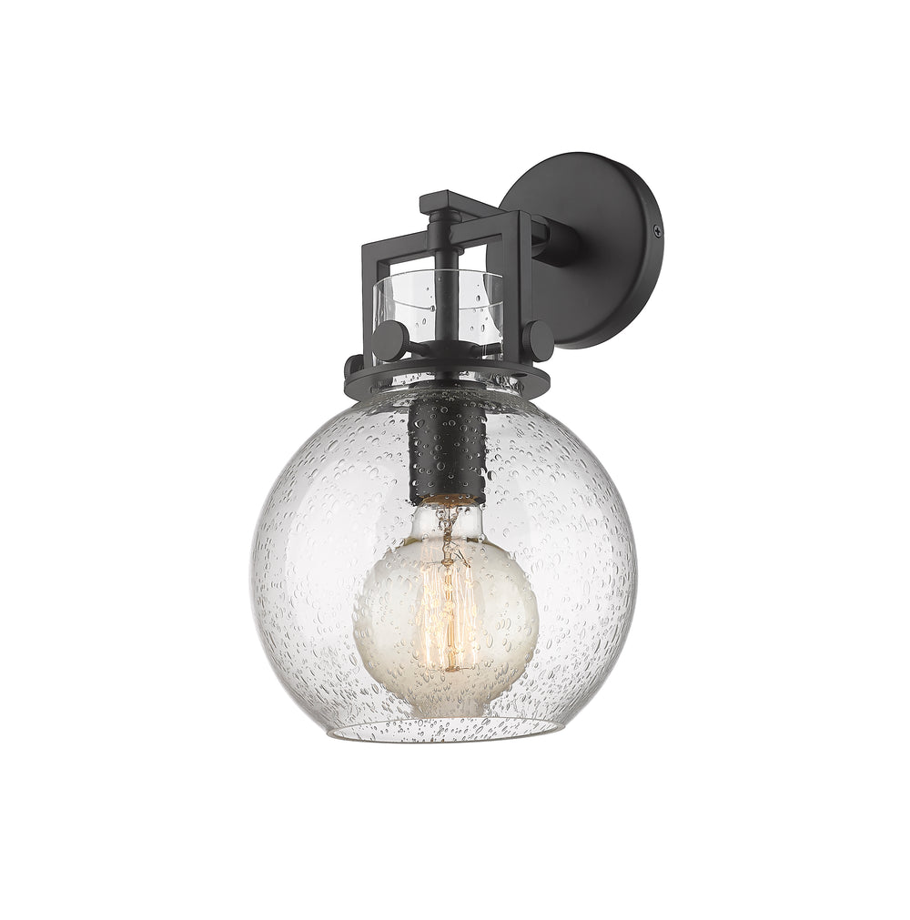 Innovations Lighting Newton Sphere 8" Sconce - Matte Black Wall Sconces Innovations Lighting Seedy ; Glass Type: Seeded  