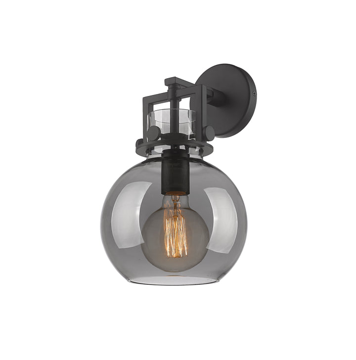 Innovations Lighting Newton Sphere 8" Sconce - Matte Black Wall Sconces Innovations Lighting Light Smoke ; Glass Type: Smoked  