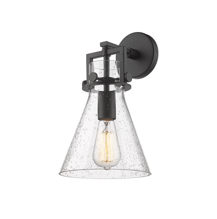 Innovations Lighting Newton Cone 8" Sconce - Matte Black Wall Sconces Innovations Lighting Seedy ; Glass Type: Seeded  