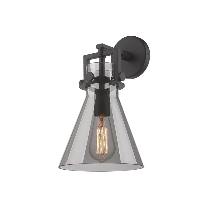 Innovations Lighting Newton Cone 8" Sconce - Matte Black Wall Sconces Innovations Lighting Light Smoke ; Glass Type: Smoked  