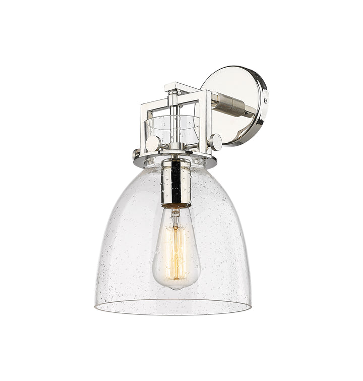 Innovations Lighting Newton Bell 8" Sconce - Polished Nickel Wall Sconces Innovations Lighting Seedy ; Glass Type: Seeded  