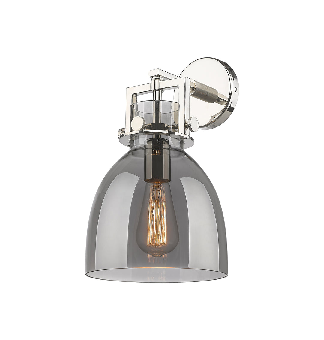 Innovations Lighting Newton Bell 8" Sconce - Polished Nickel Wall Sconces Innovations Lighting Light Smoke ; Glass Type: Smoked  