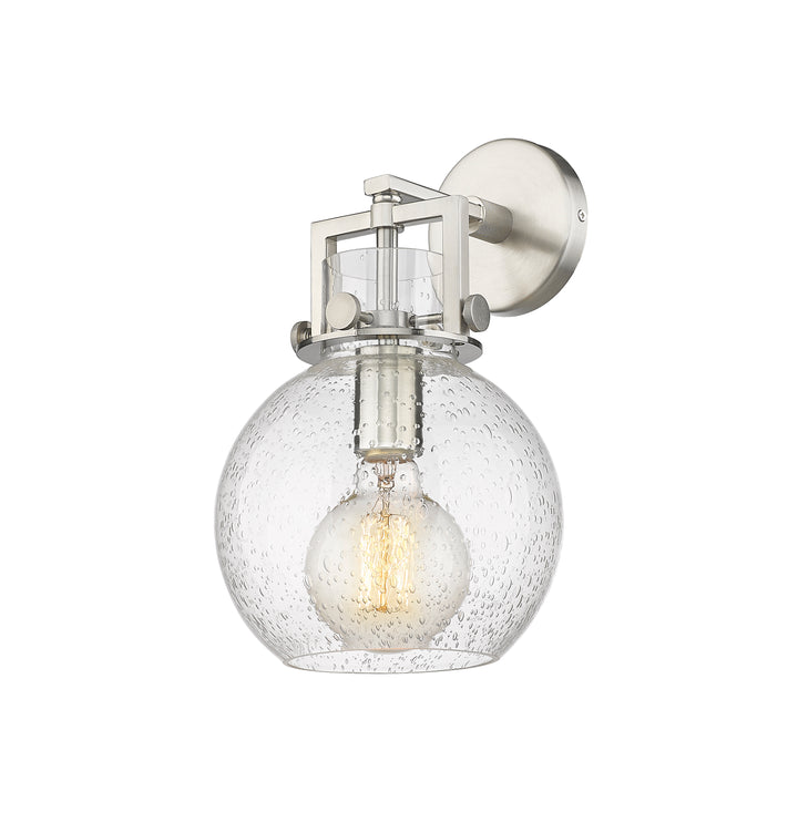 Innovations Lighting Newton Sphere 8" Sconce - Satin Nickel Wall Sconces Innovations Lighting Seedy ; Glass Type: Seeded  