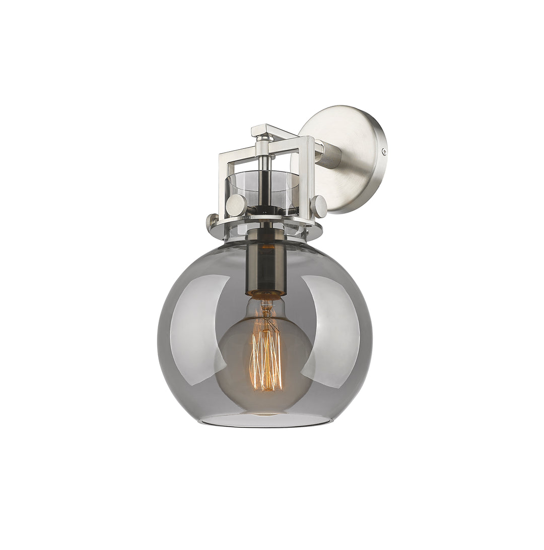 Innovations Lighting Newton Sphere 8" Sconce - Satin Nickel Wall Sconces Innovations Lighting Light Smoke ; Glass Type: Smoked  